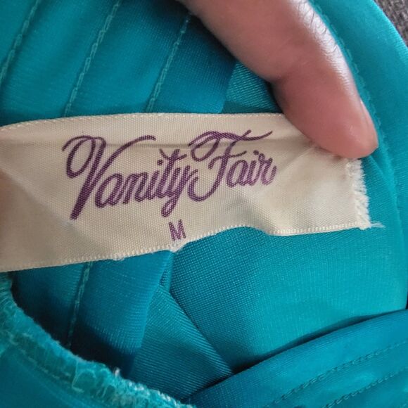 Vintage Vanity fair long satinrobe tie waist teal wmns sz med - Picture 6 of 8
